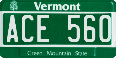 VT license plate ACE560