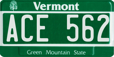 VT license plate ACE562