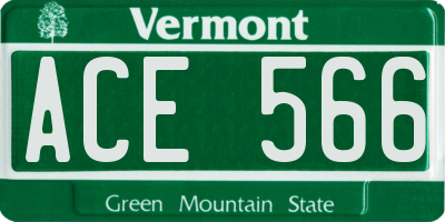 VT license plate ACE566