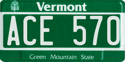 VT license plate ACE570