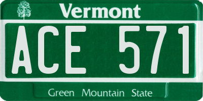 VT license plate ACE571