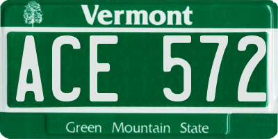 VT license plate ACE572