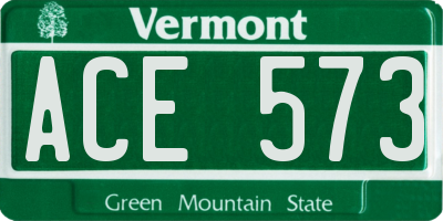 VT license plate ACE573