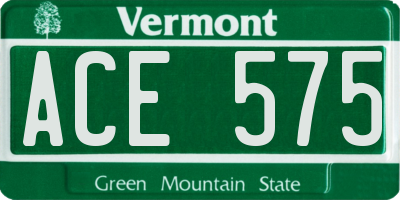 VT license plate ACE575