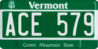 VT license plate ACE579