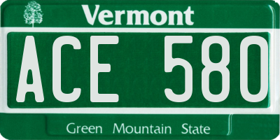 VT license plate ACE580