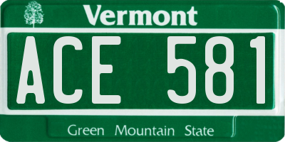 VT license plate ACE581