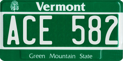 VT license plate ACE582