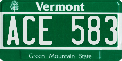 VT license plate ACE583