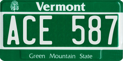 VT license plate ACE587