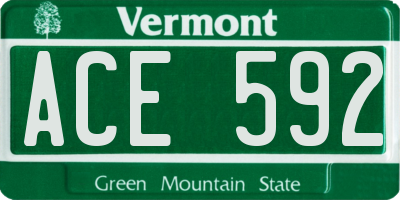 VT license plate ACE592