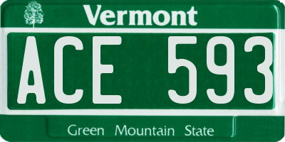 VT license plate ACE593