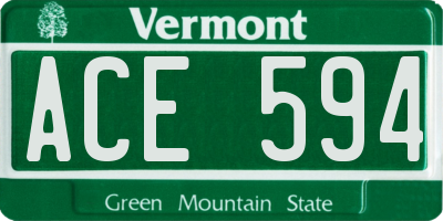 VT license plate ACE594