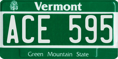 VT license plate ACE595