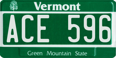 VT license plate ACE596