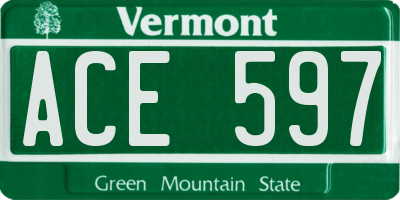 VT license plate ACE597