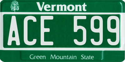 VT license plate ACE599