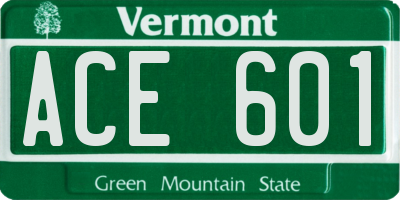 VT license plate ACE601