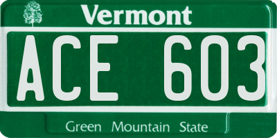 VT license plate ACE603