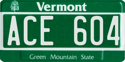 VT license plate ACE604