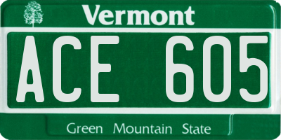 VT license plate ACE605