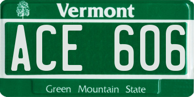 VT license plate ACE606