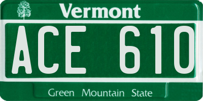 VT license plate ACE610