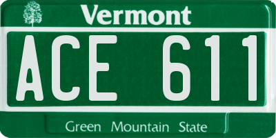 VT license plate ACE611