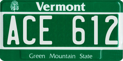 VT license plate ACE612