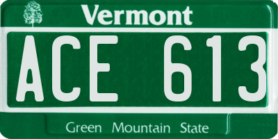 VT license plate ACE613