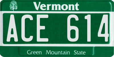 VT license plate ACE614