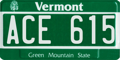 VT license plate ACE615