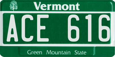 VT license plate ACE616