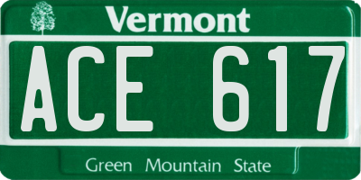 VT license plate ACE617