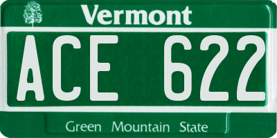 VT license plate ACE622