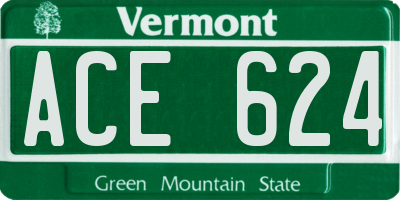 VT license plate ACE624