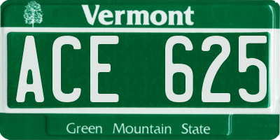 VT license plate ACE625