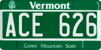 VT license plate ACE626