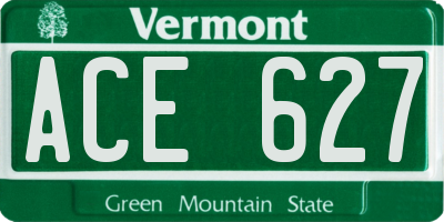 VT license plate ACE627