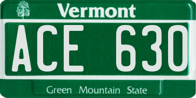 VT license plate ACE630