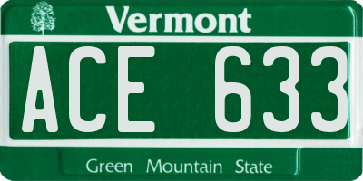 VT license plate ACE633