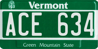 VT license plate ACE634