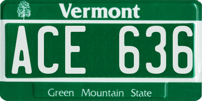 VT license plate ACE636