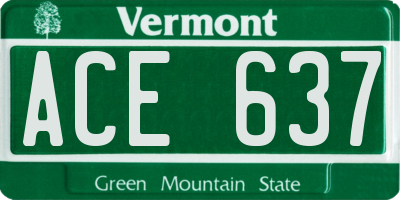 VT license plate ACE637