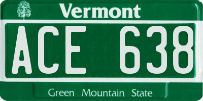 VT license plate ACE638