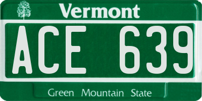 VT license plate ACE639