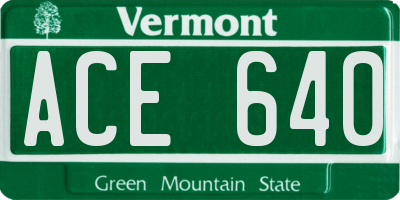 VT license plate ACE640