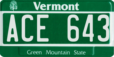 VT license plate ACE643