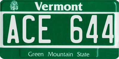 VT license plate ACE644