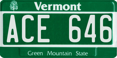 VT license plate ACE646